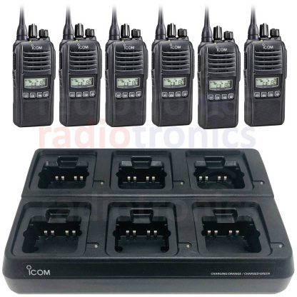 Icom IC-41PRO Black 6-Pack Bundle With 6-Way Charger