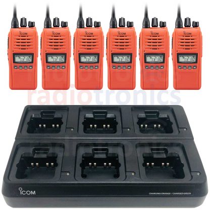 Icom IC-41PRO Orange 6-Pack Bundle With 6-Way Charger