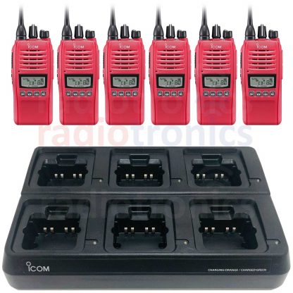 Icom IC-41PRO Red 6-Pack Bundle With 6-Way Charger