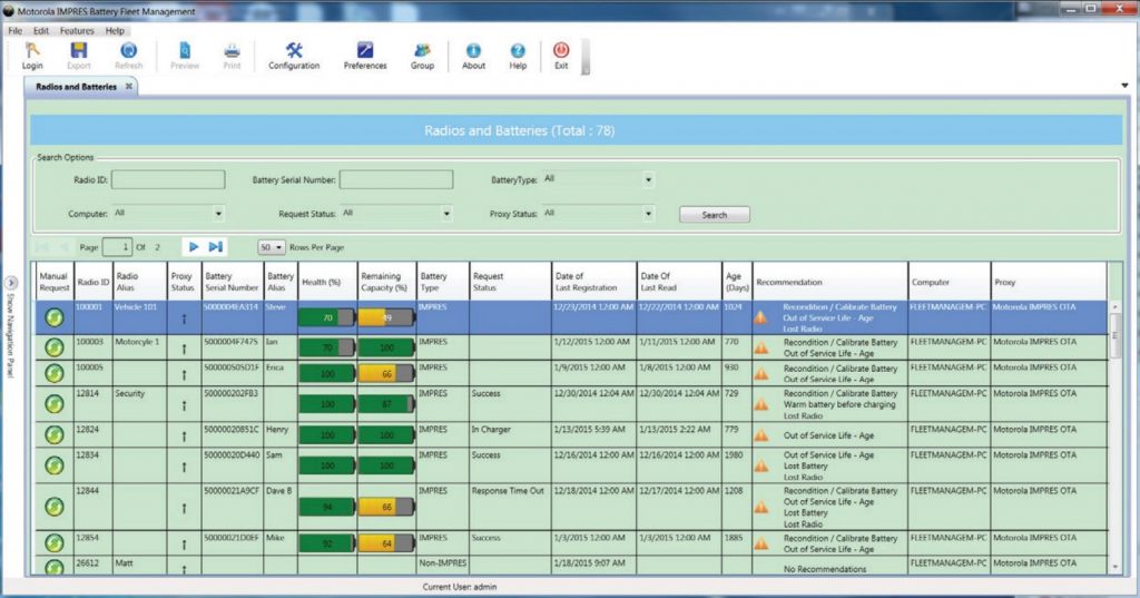 Motorola Impres Battery Management Software Screenshot