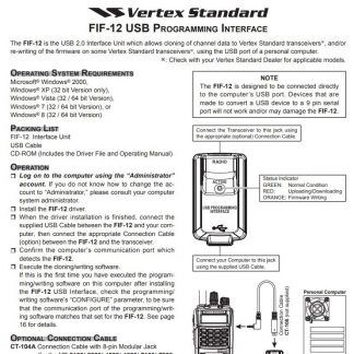 Motorola Vertex Standard FIF-12 Installation & User Guide
