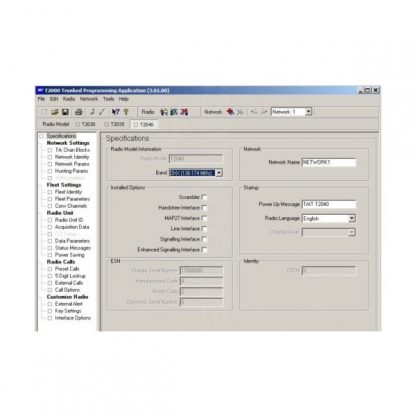 Tait T2000 Trunked Programming Software