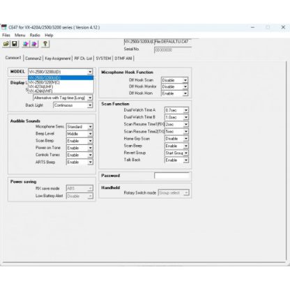 Vertex Standard CE-47 VX-2500LTR, VX-3000LTR, VX-420A, VX-427A (Trunking) Programming Software